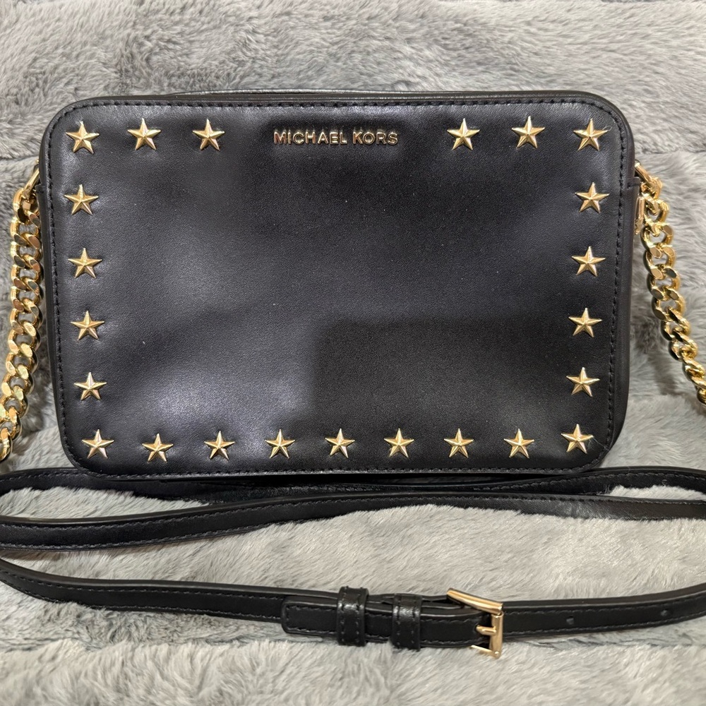 Michael Kors Black Star-Studded Crossbody Bag